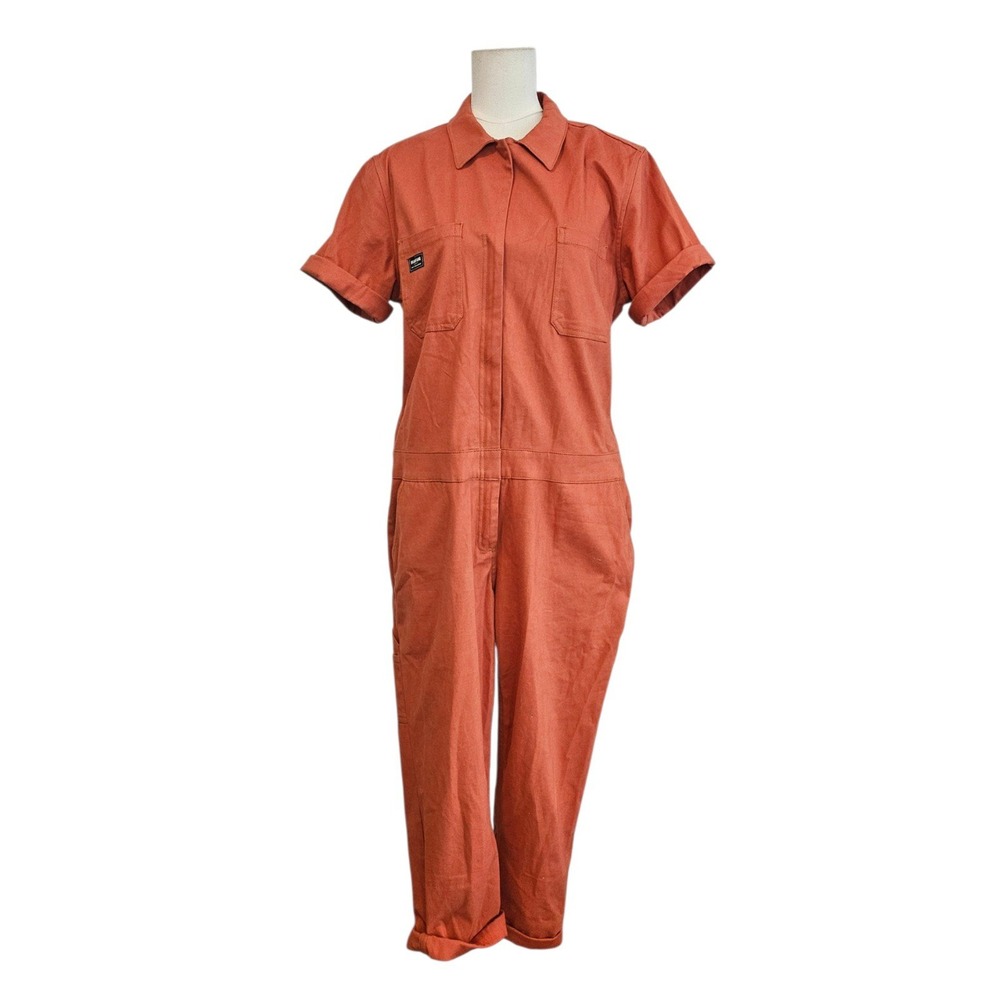 Wildfang Essential SS Coverall Terracotta Orange Cotton Jumpsuit Large WL5200